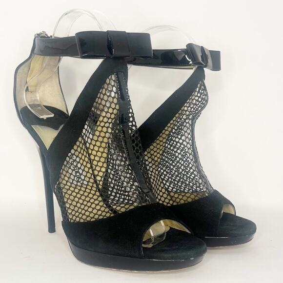 Jimmy Choo Callie Black Mesh Bow Sandals - Picture 12 of 12